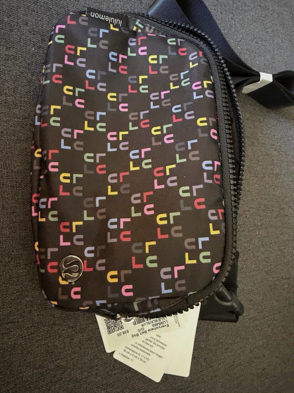 lululemon athletica Black Belt Bag with Multicolor Logo Print